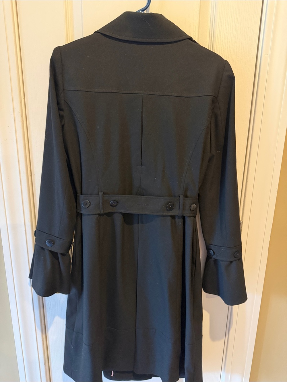 White House Black Market Black Double-Breasted Trench with Tie Belt - Picture 4 of 4